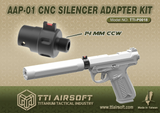 【TTI Airsoft】AAP01 CNC Silencer Adapter Kit -BK(14mm CCW) AAP01アサシン対応 CNCサイレンサーアダプターキット（14mm 逆ネジ）黒（TTI-P0018）
